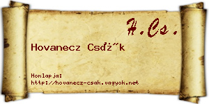 Hovanecz Csák névjegykártya